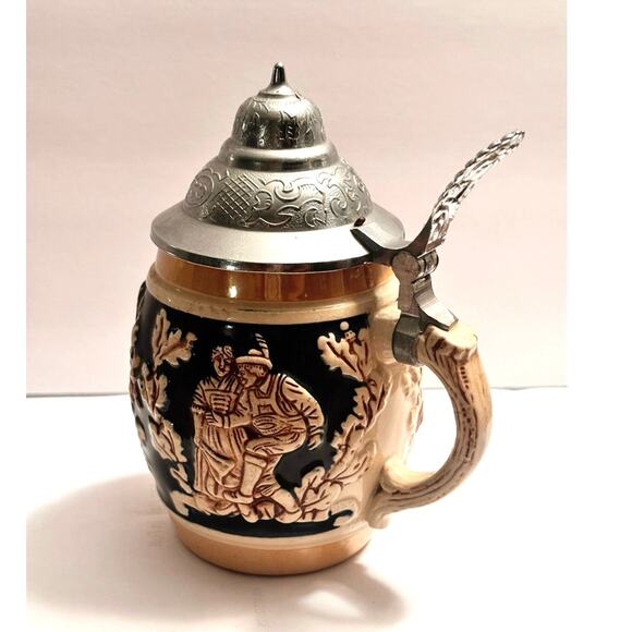 'Berchtesgaden' German Stein with 2" Lid. Hand Painted in Western Germany 5 inch - Picture 1 of 12